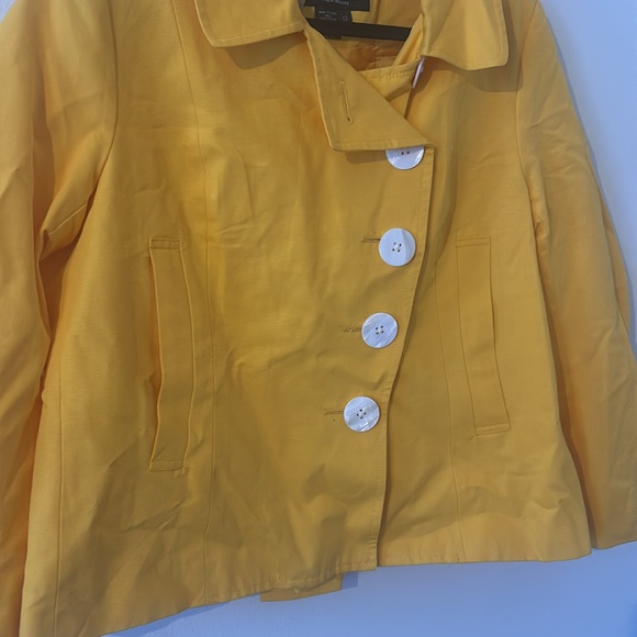 Vintage J. Peterman Bright Yellow Gathered Sleeves Cotton Blazer Jacket Size 12 - Picture 2 of 4